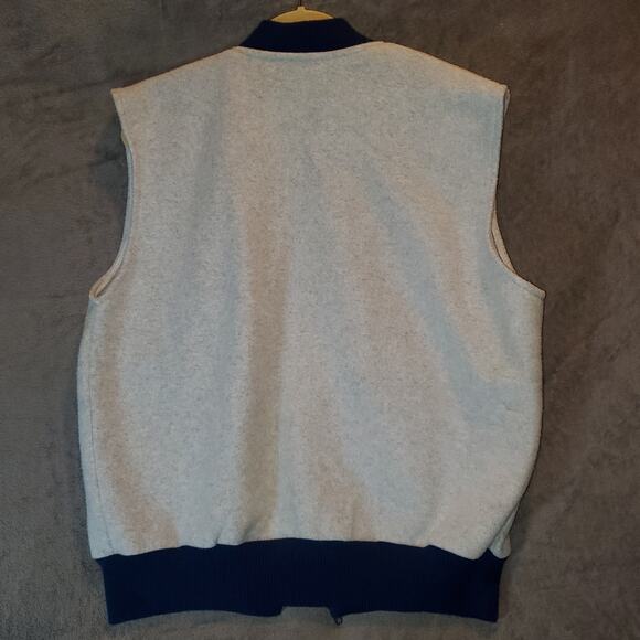Vintage The Sports Scene Fleece Vest Zip Up Gray Blue Trim Size L - Picture 5 of 8